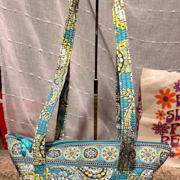 Vera Bradley Peacock Spring 2007 Pattern Zip Top Tote Designer Shoulder Bag EUC - Picture 4 of 15